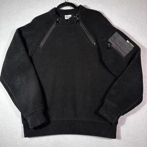 Kitanica Sweatshirt Mens Large Black Fleece Pullover Crewneck Zipper Pockets